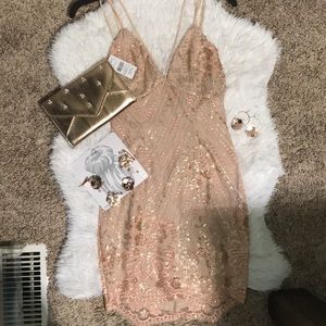 Xenia Rose Gold Dress Bundle with 3 Accessories